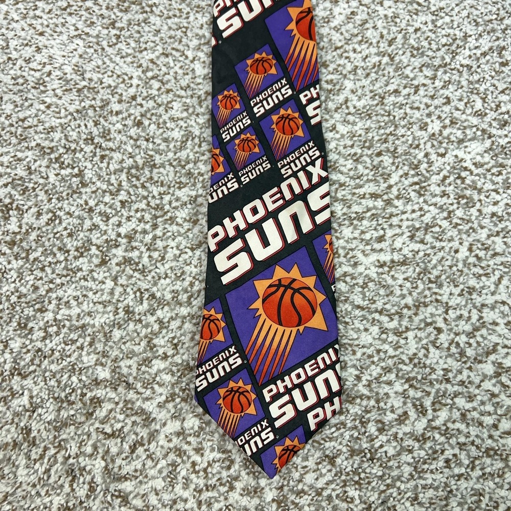 Vintage Phoenix Suns Neck‎ Tie Mens One Size Black NBA Basketball Silk Made USA